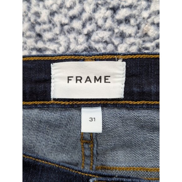 Frame Denim Le Skinny De Jeanne Jeans Size 31 Crop Ankle Wellington Dark Wash - Picture 12 of 14
